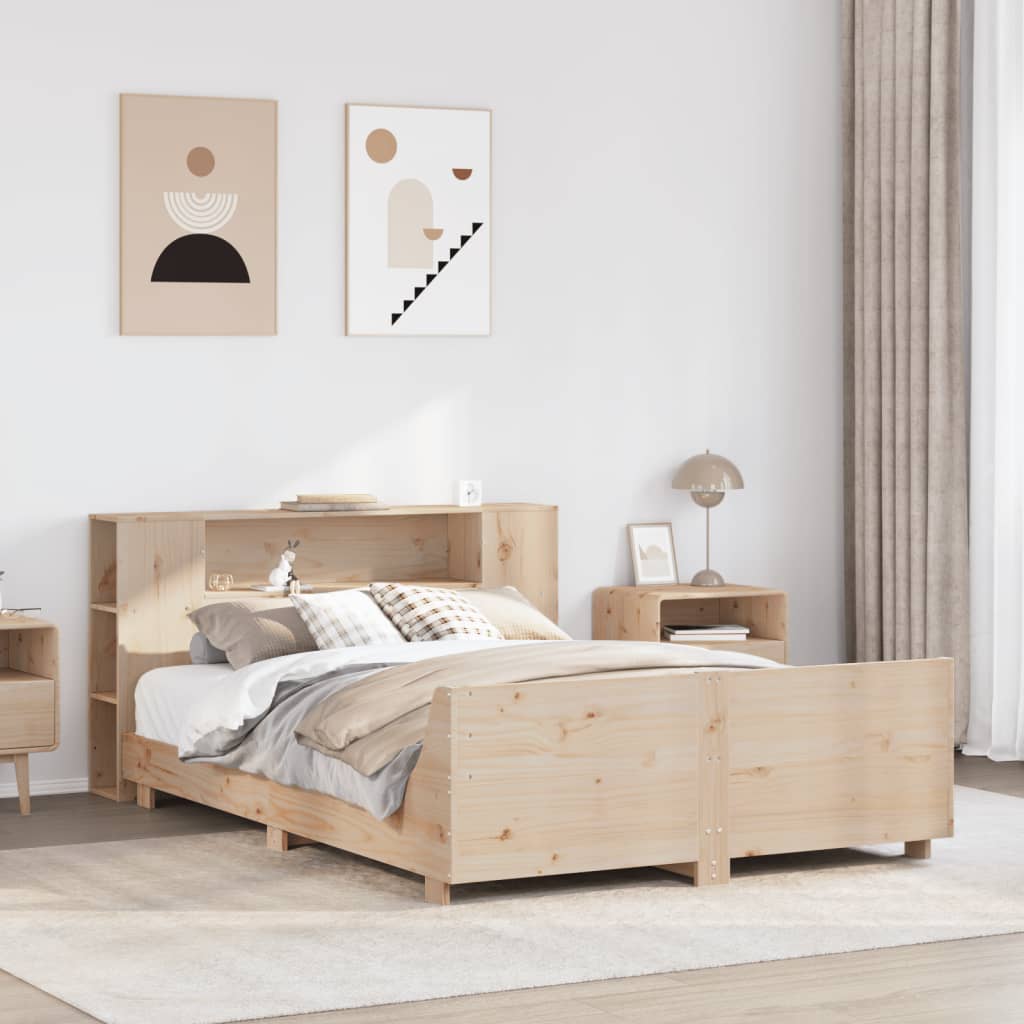 Cadre de lit sans matelas 140x190 cm bois de pin massif - XIOS