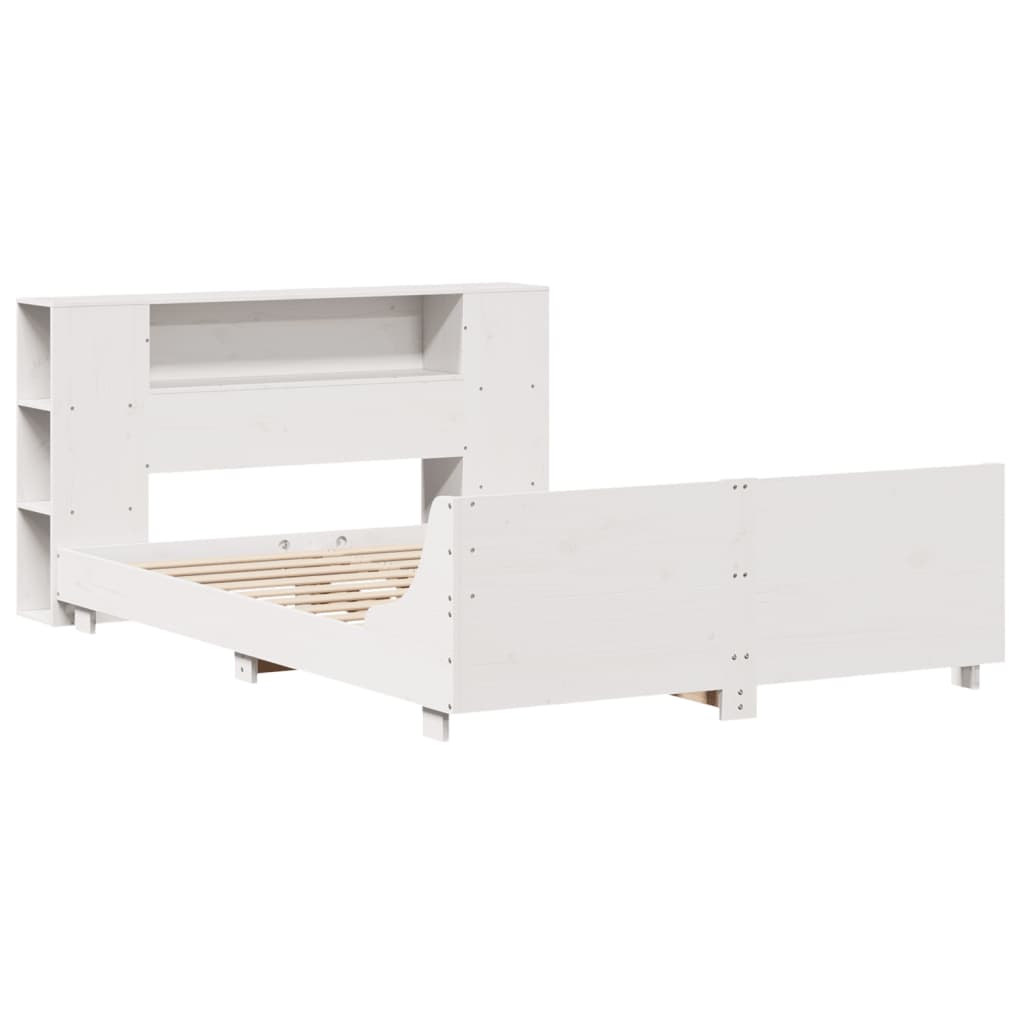 Cadre de lit sans matelas blanc 140x190 cm bois de pin massif - XIOS