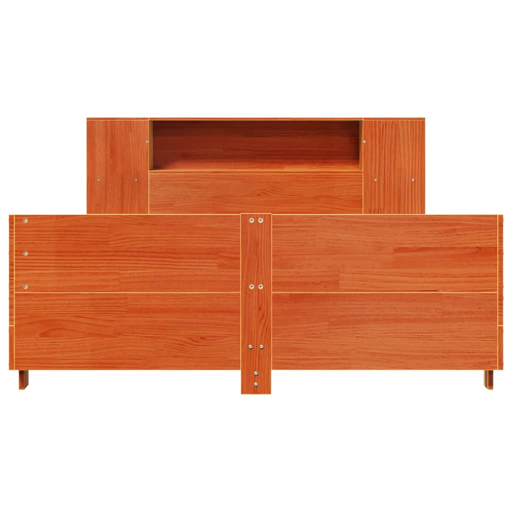 Cadre de lit sans matelas cire marron 140x190cm bois pin massif - XIOS