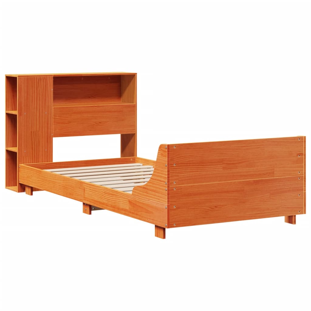 Cadre de lit sans matelas cire marron 100x200cm bois pin massif - XIOS