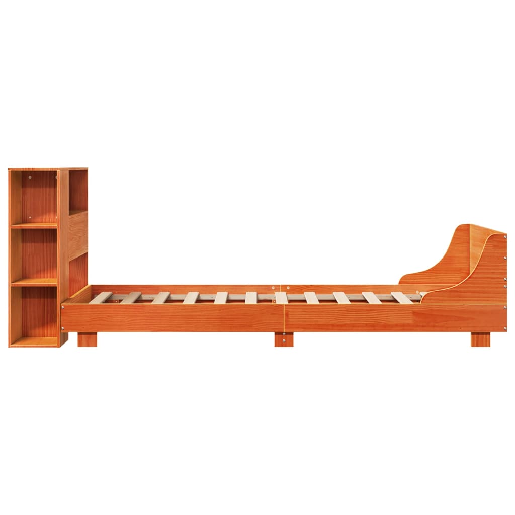 Cadre de lit sans matelas cire marron 100x200cm bois pin massif - XIOS