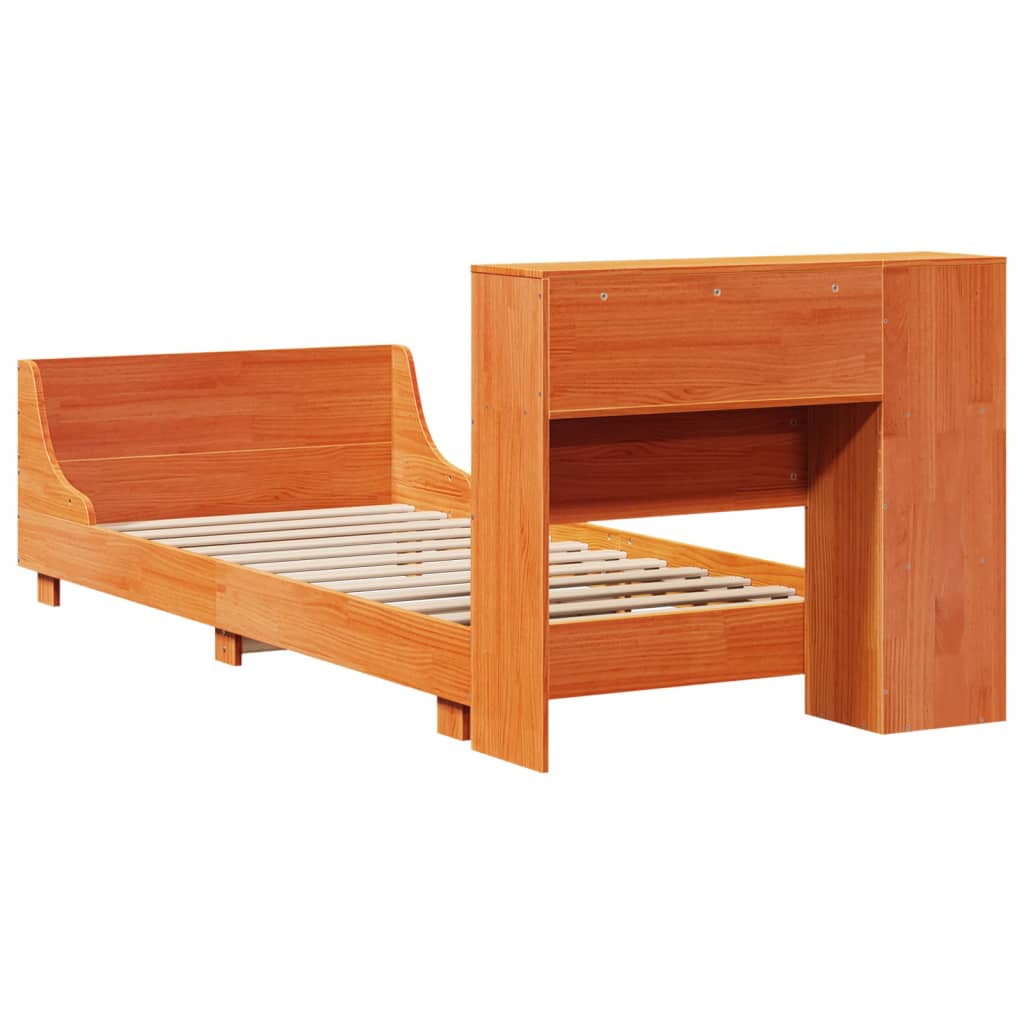 Cadre de lit sans matelas cire marron 100x200cm bois pin massif - XIOS