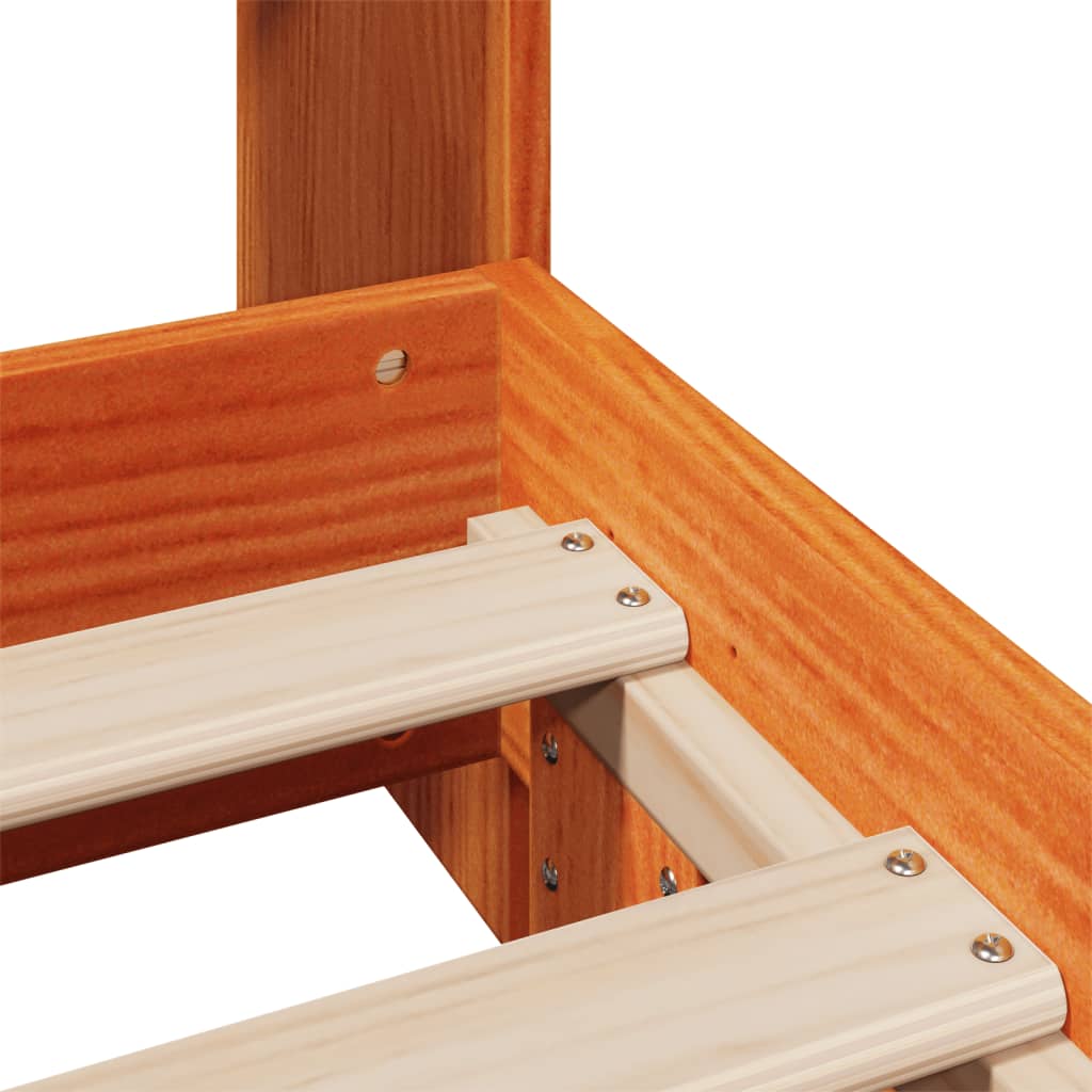 Cadre de lit sans matelas cire marron 100x200cm bois pin massif - XIOS