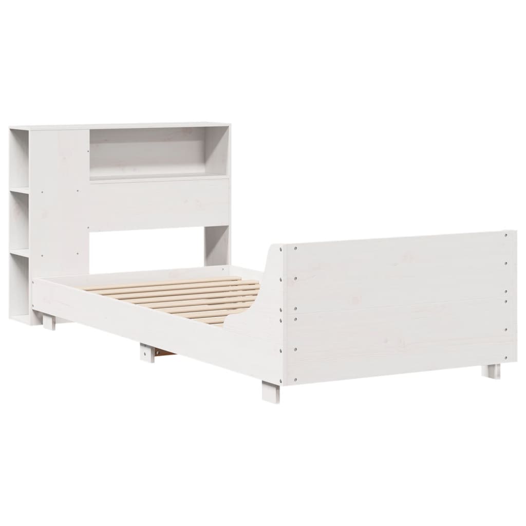 Cadre de lit sans matelas blanc 75x190 cm bois de pin massif - XIOS