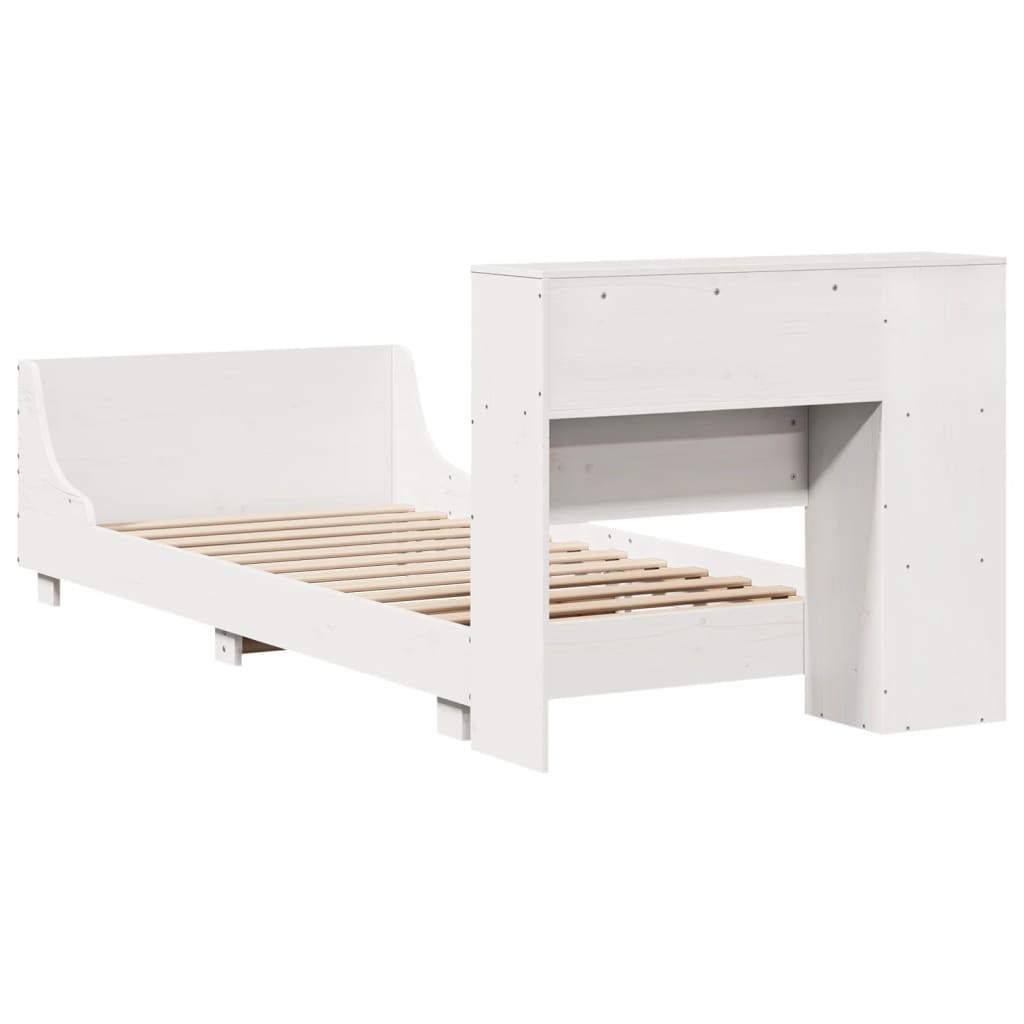 Cadre de lit sans matelas blanc 75x190 cm bois de pin massif - XIOS