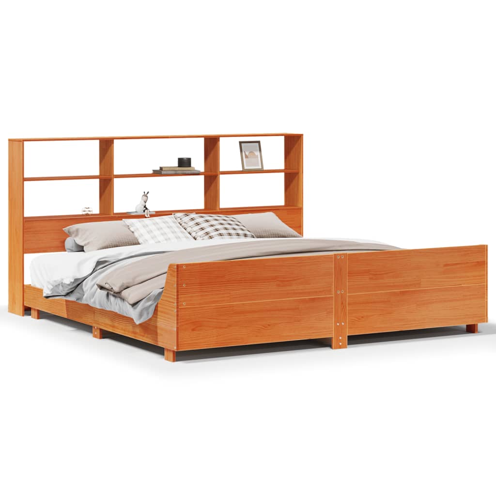 Cadre de lit sans matelas cire marron 200x200cm bois pin massif - XIOS