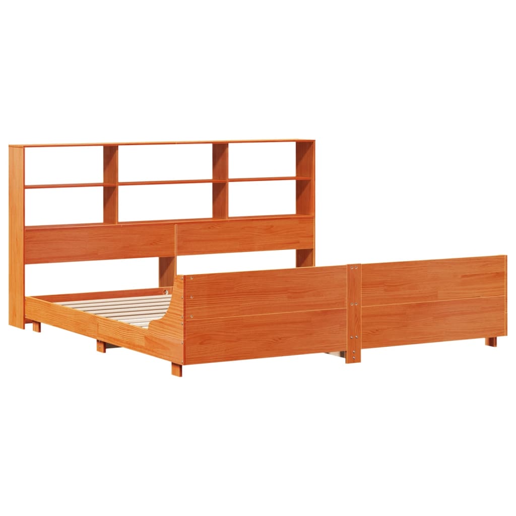 Cadre de lit sans matelas cire marron 200x200cm bois pin massif - XIOS