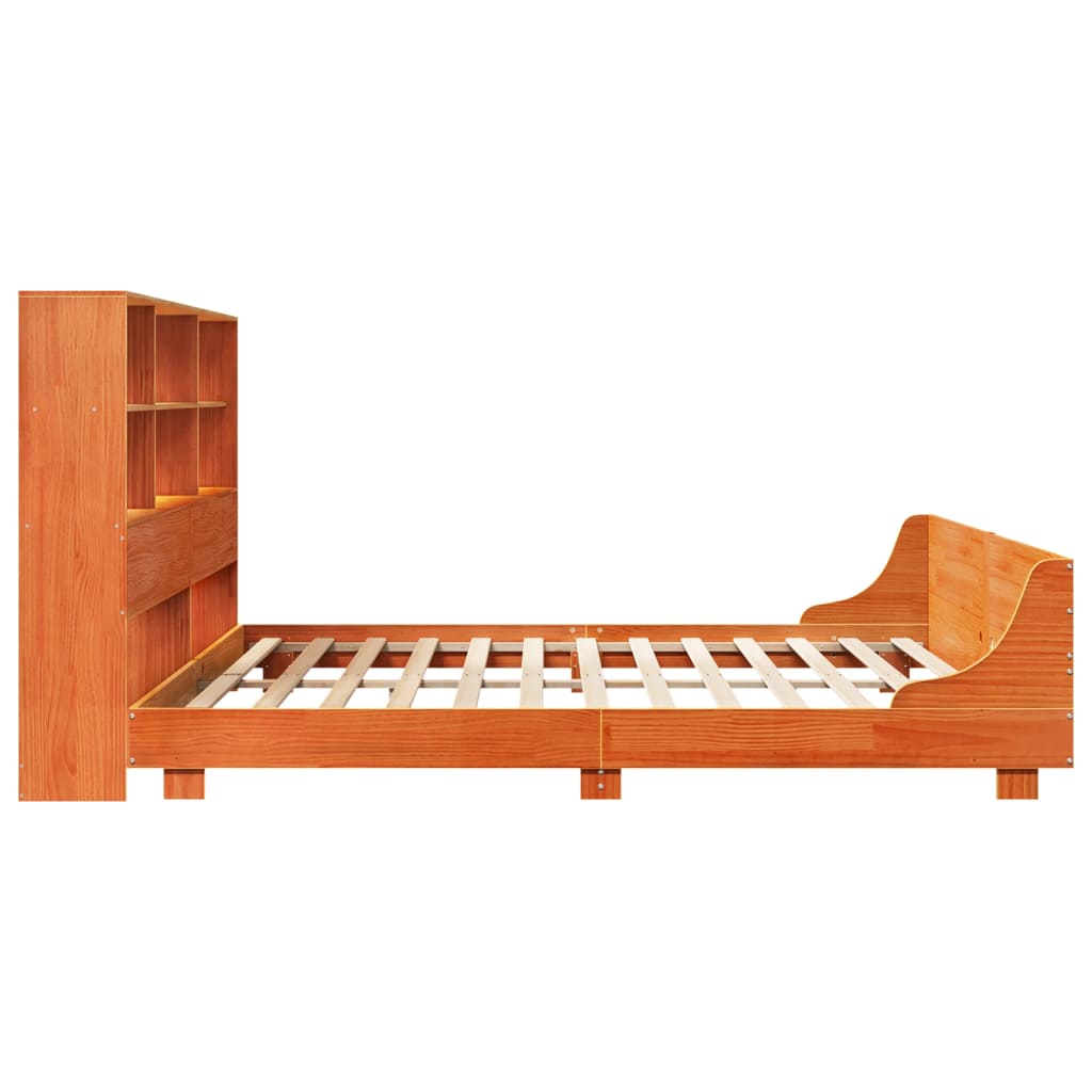 Cadre de lit sans matelas cire marron 200x200cm bois pin massif - XIOS