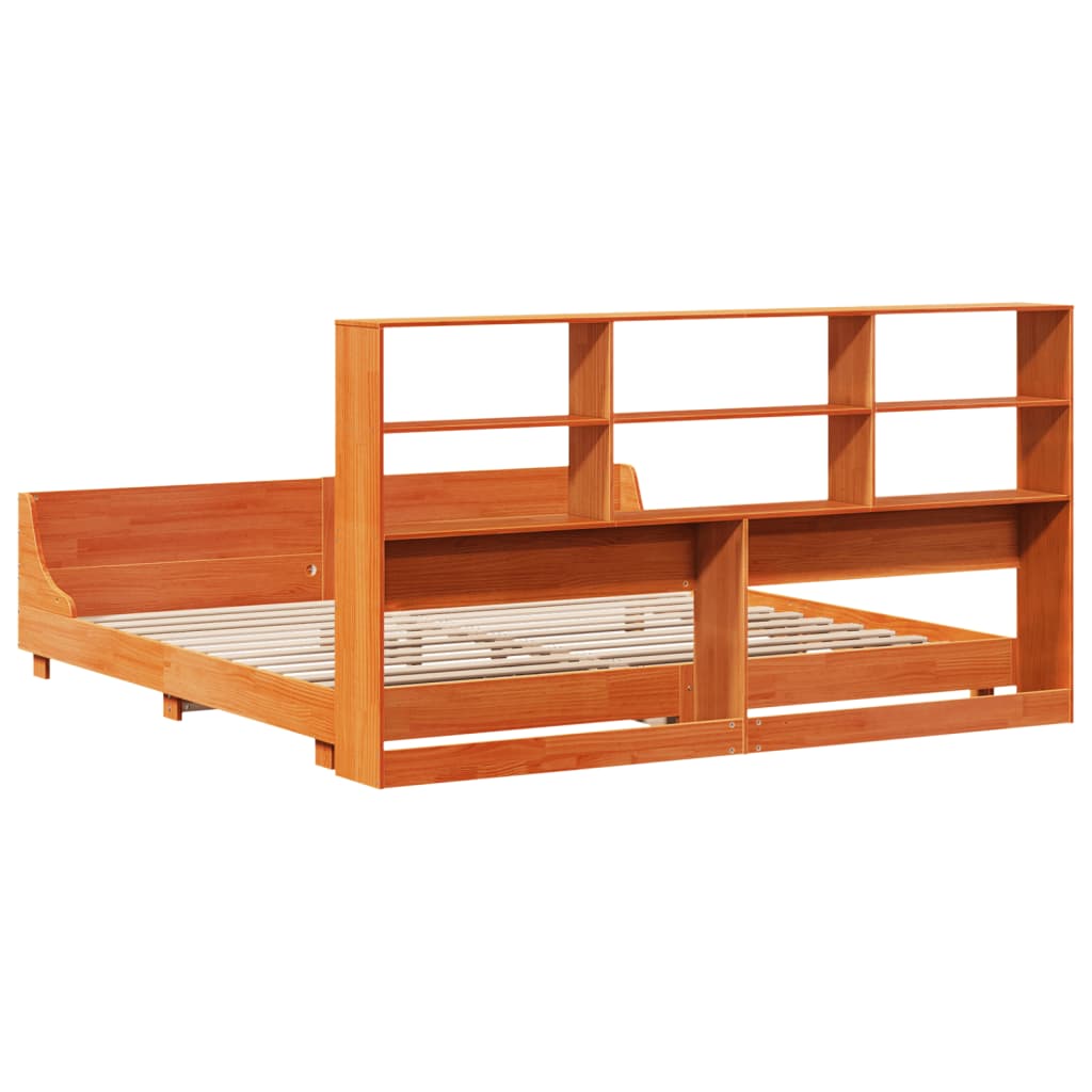 Cadre de lit sans matelas cire marron 200x200cm bois pin massif - XIOS