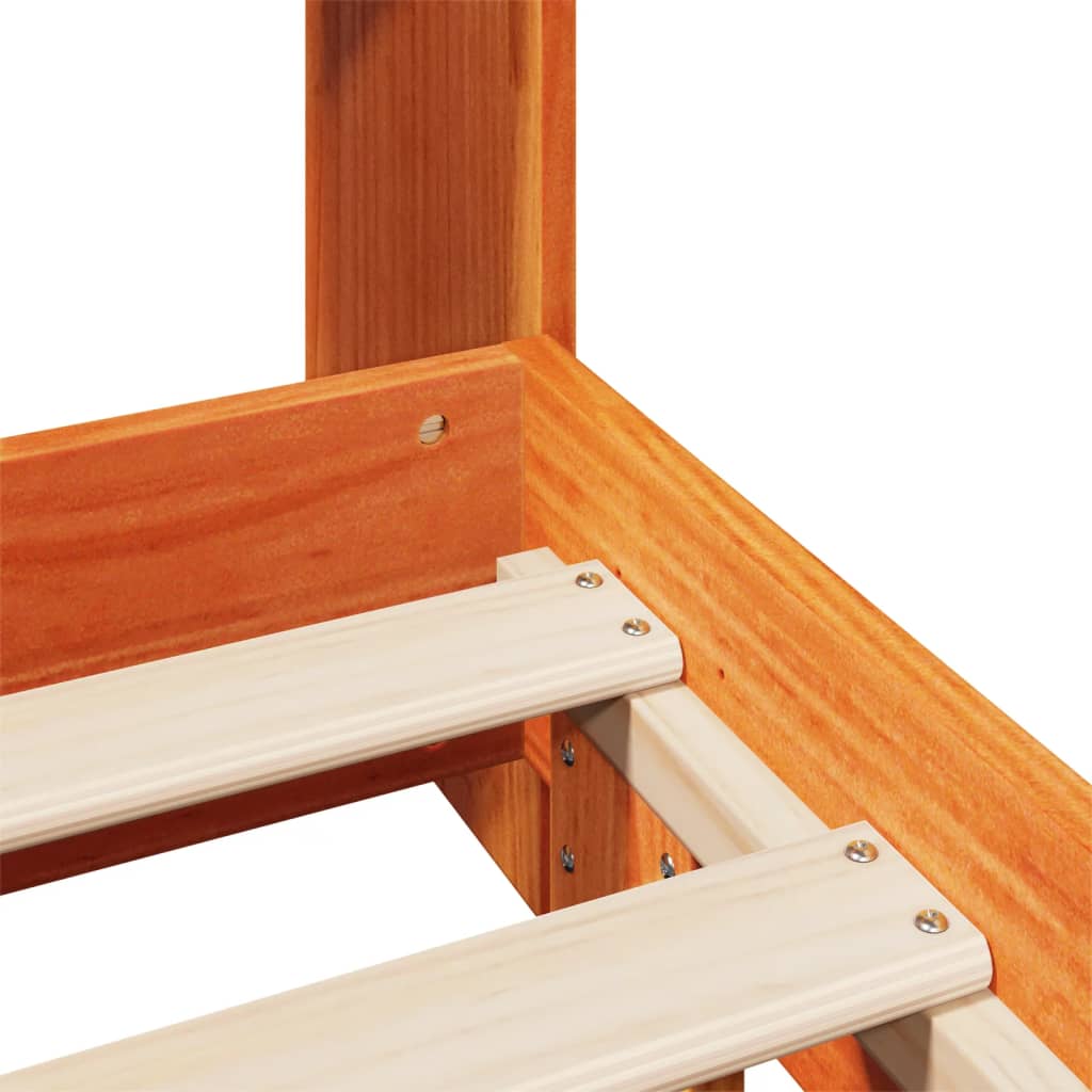 Cadre de lit sans matelas cire marron 200x200cm bois pin massif - XIOS
