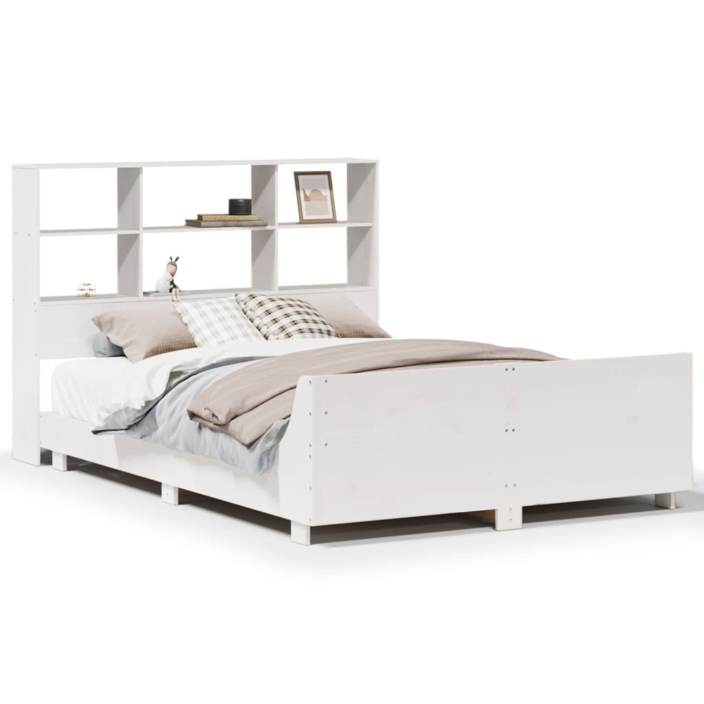 Cadre de lit sans matelas blanc 160x200 cm bois de pin massif - XIOS