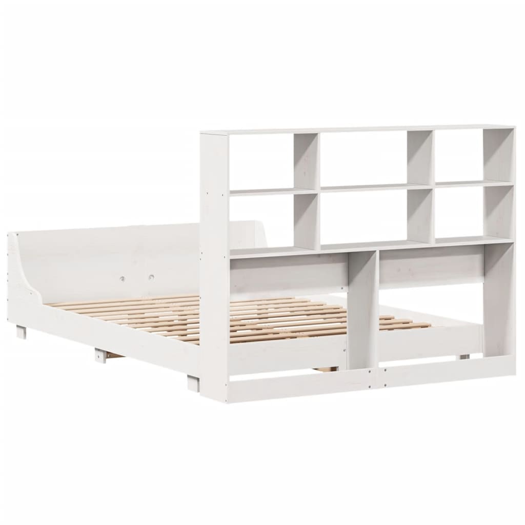 Cadre de lit sans matelas blanc 160x200 cm bois de pin massif - XIOS