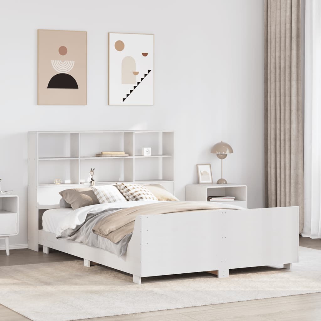 Cadre de lit sans matelas blanc 160x200 cm bois de pin massif - XIOS