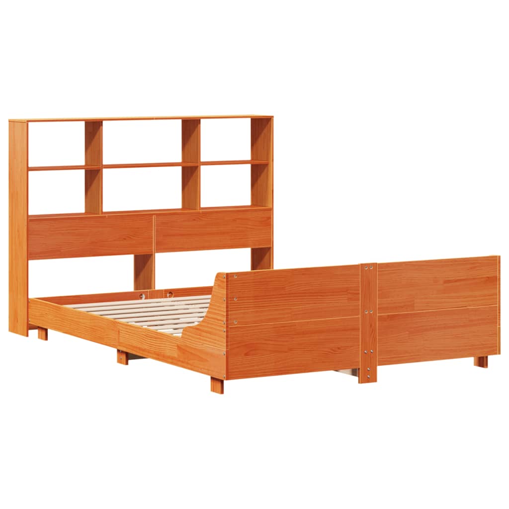 Cadre de lit sans matelas cire marron 160x200cm bois pin massif - XIOS