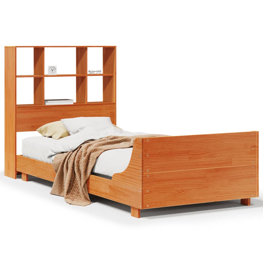 Cadre de lit sans matelas cire marron 100x200cm bois pin massif - XIOS