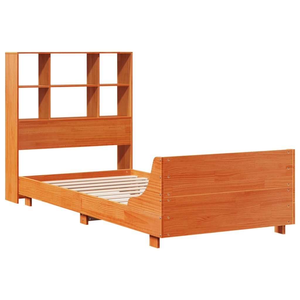 Cadre de lit sans matelas cire marron 100x200cm bois pin massif - XIOS