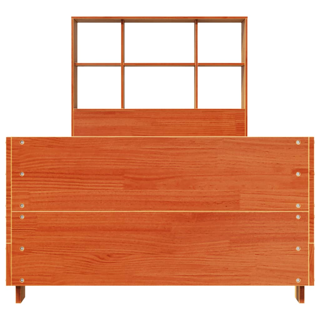 Cadre de lit sans matelas cire marron 100x200cm bois pin massif - XIOS