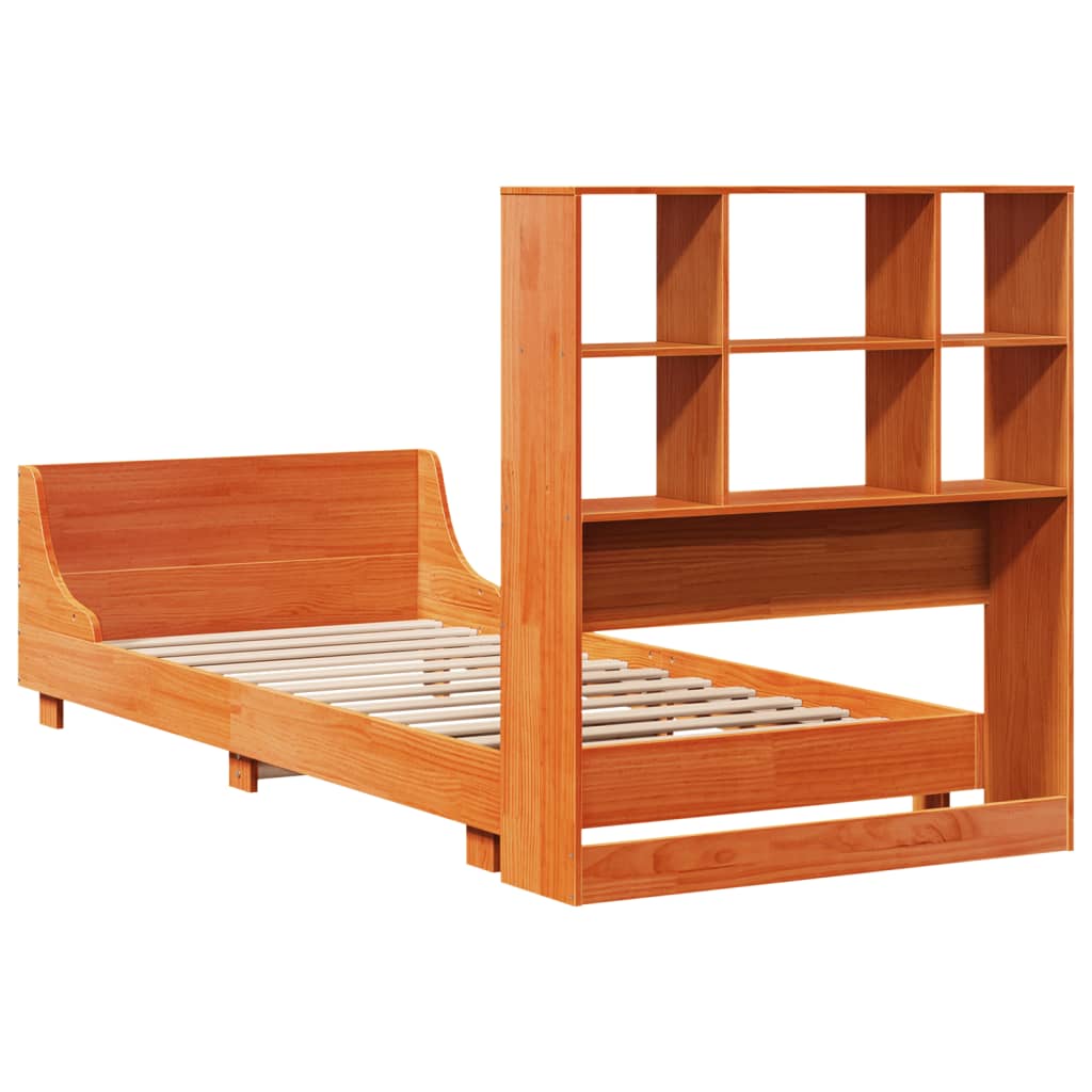 Cadre de lit sans matelas cire marron 100x200cm bois pin massif - XIOS