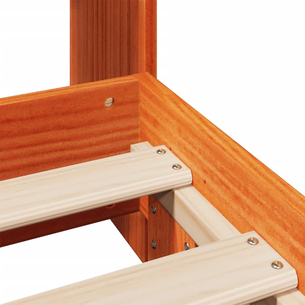 Cadre de lit sans matelas cire marron 100x200cm bois pin massif - XIOS