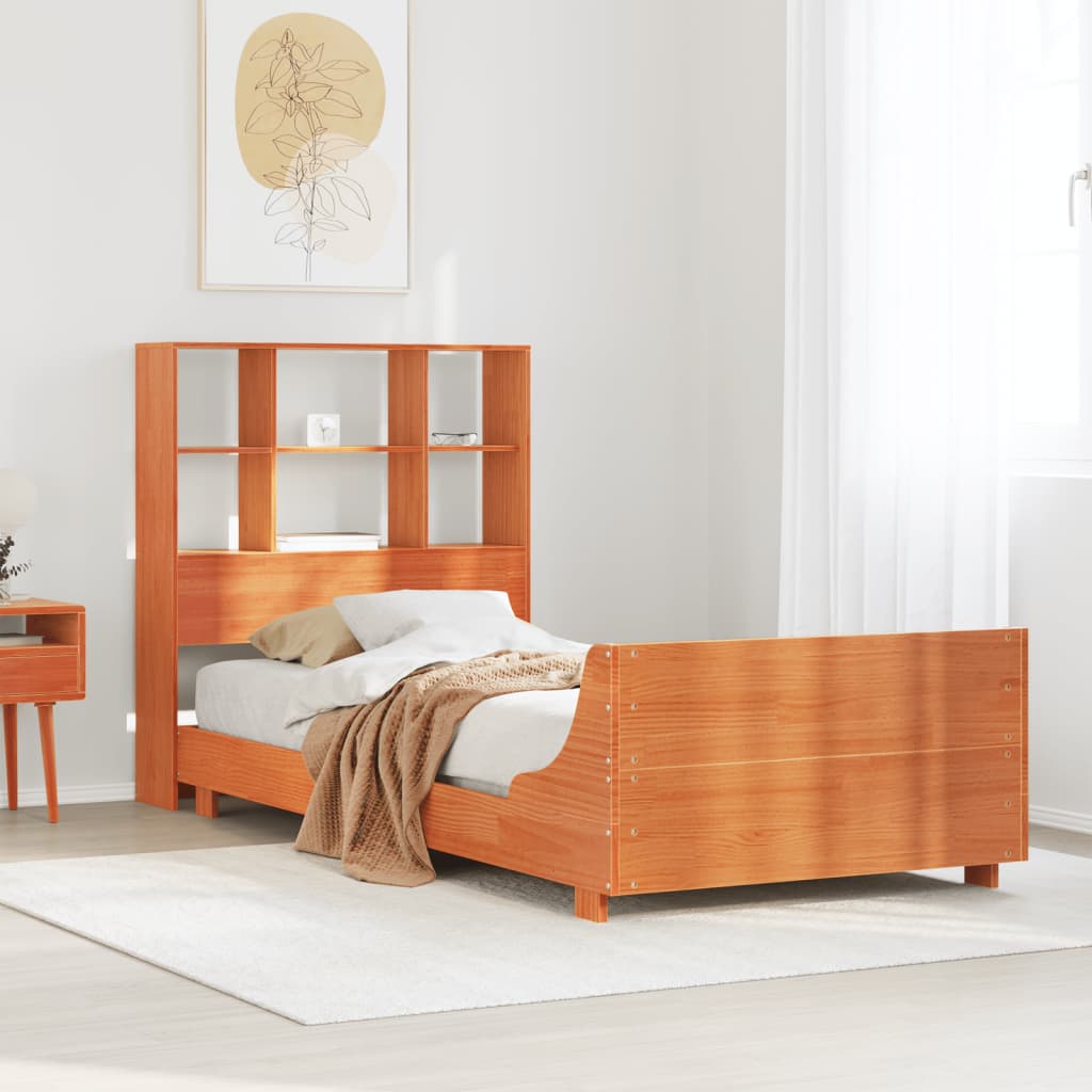 Cadre de lit sans matelas cire marron 100x200cm bois pin massif - XIOS