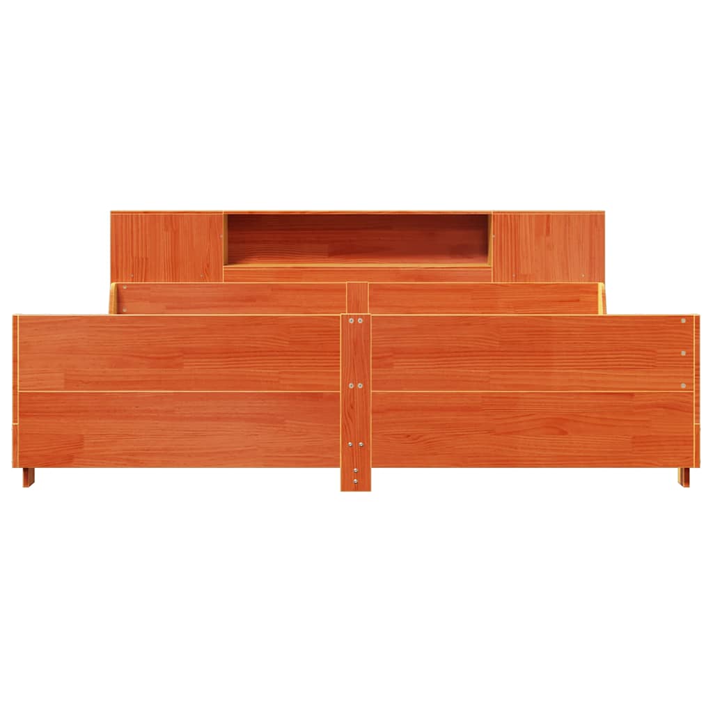 Cadre de lit sans matelas cire marron 200x200cm bois pin massif