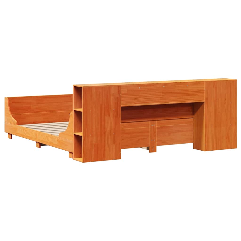Cadre de lit sans matelas cire marron 200x200cm bois pin massif