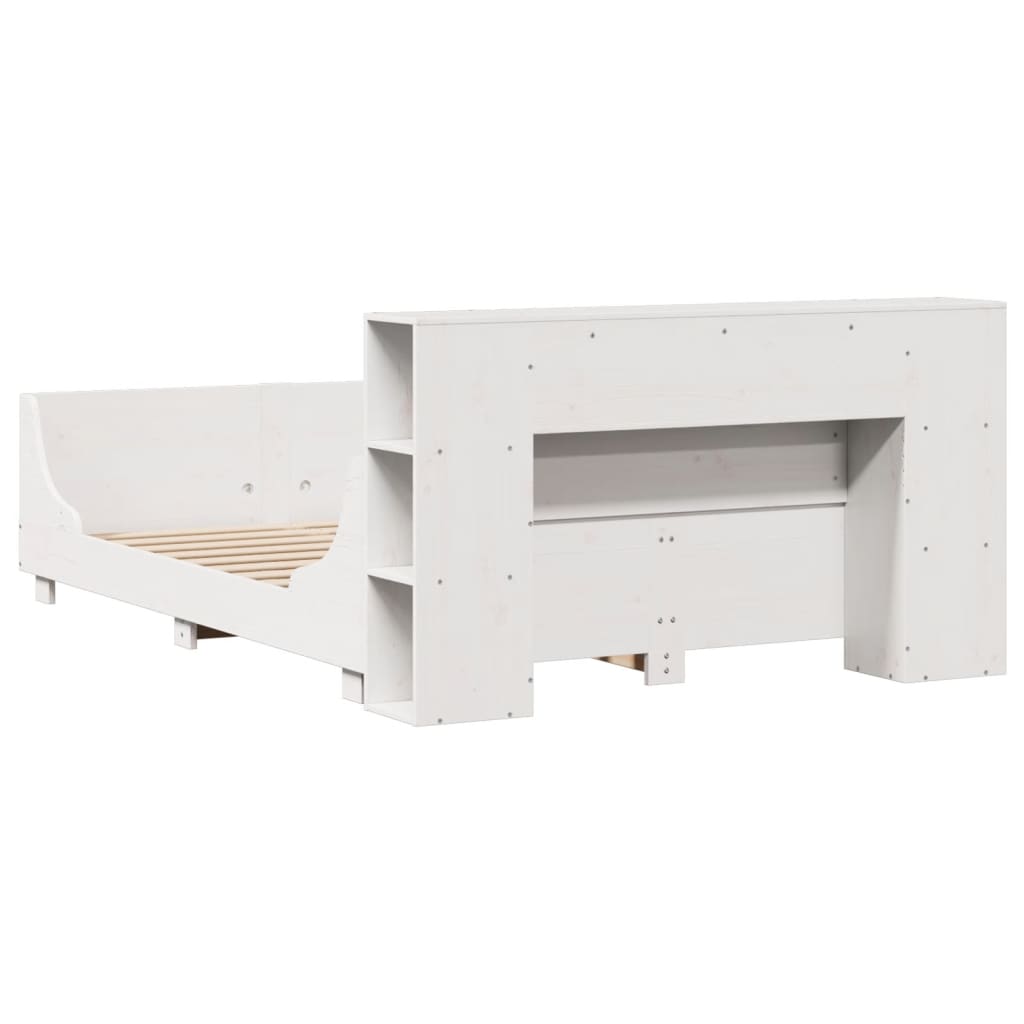 Cadre de lit sans matelas blanc 160x200 cm bois de pin massif - XIOS