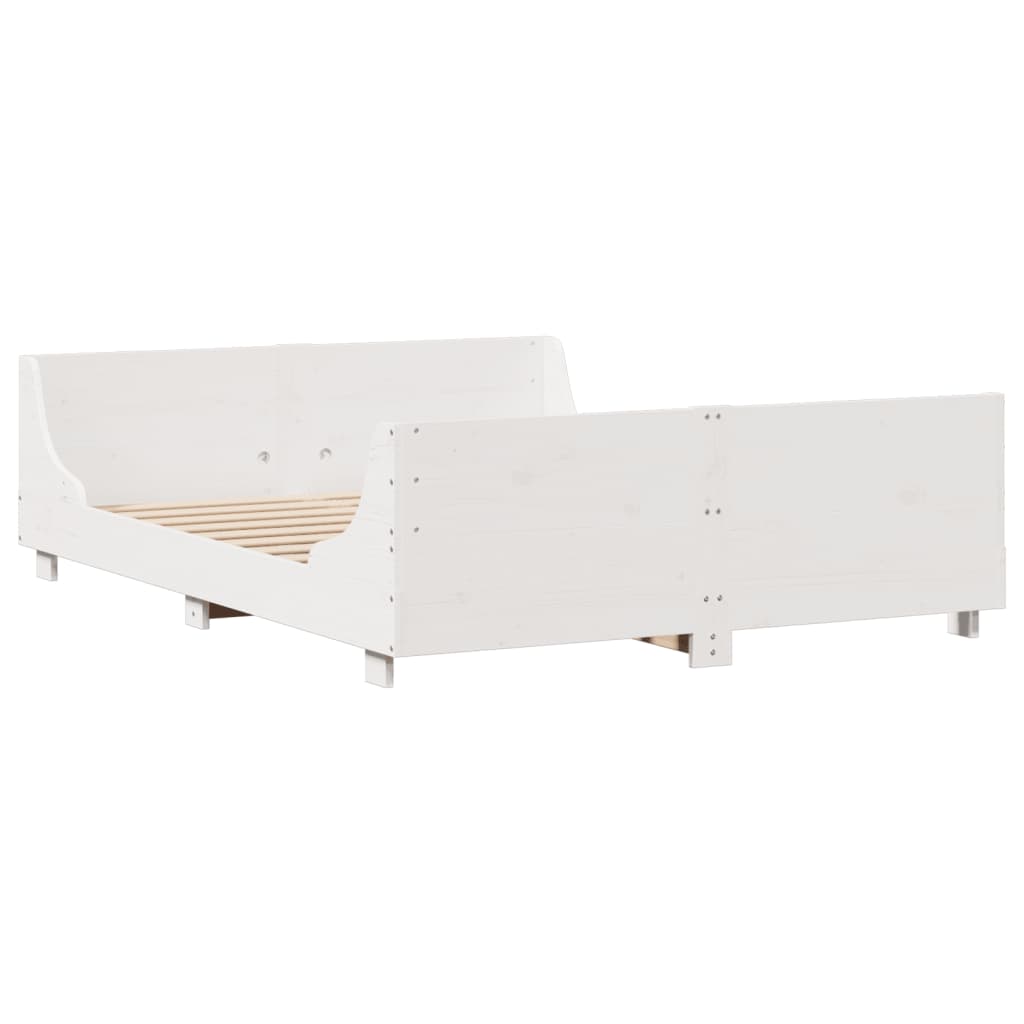 Cadre de lit sans matelas blanc 150x200 cm bois de pin massif - XIOS
