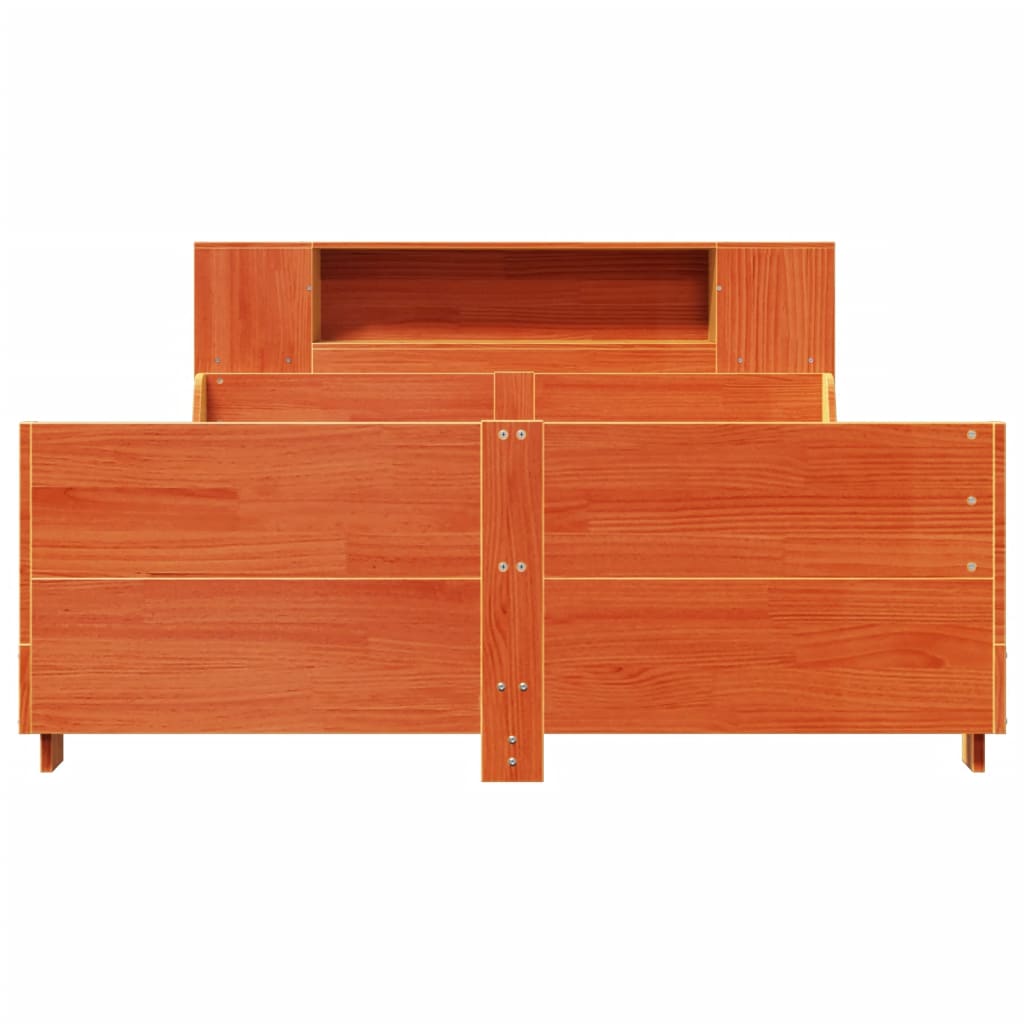 Cadre de lit sans matelas cire marron 150x200cm bois pin massif - XIOS