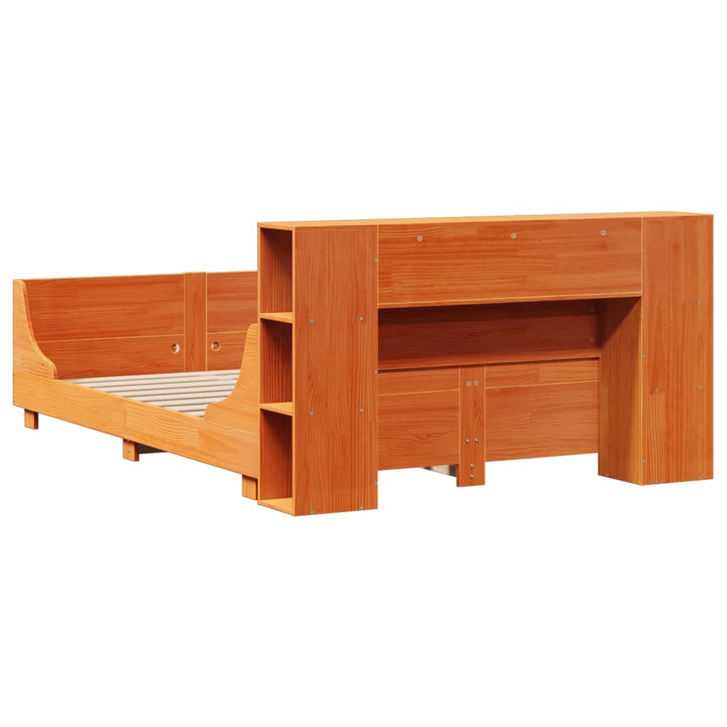 Cadre de lit sans matelas cire marron 150x200cm bois pin massif - XIOS