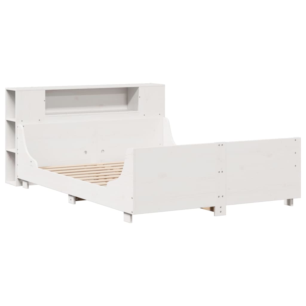 Cadre de lit sans matelas blanc 140x200 cm bois de pin massif - XIOS
