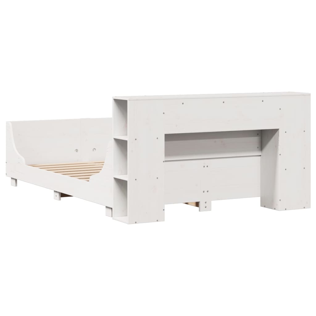 Cadre de lit sans matelas blanc 140x200 cm bois de pin massif - XIOS