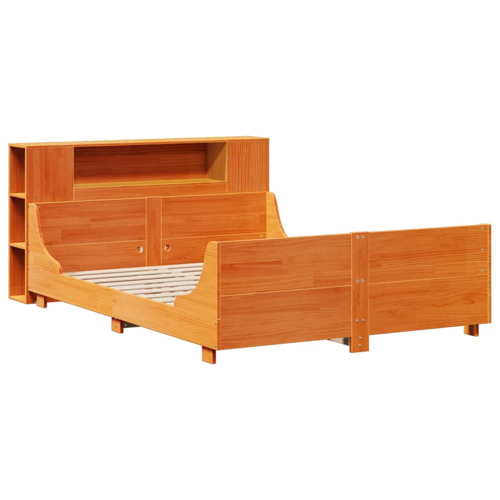 Cadre de lit sans matelas cire marron 140x190cm bois pin massif - XIOS