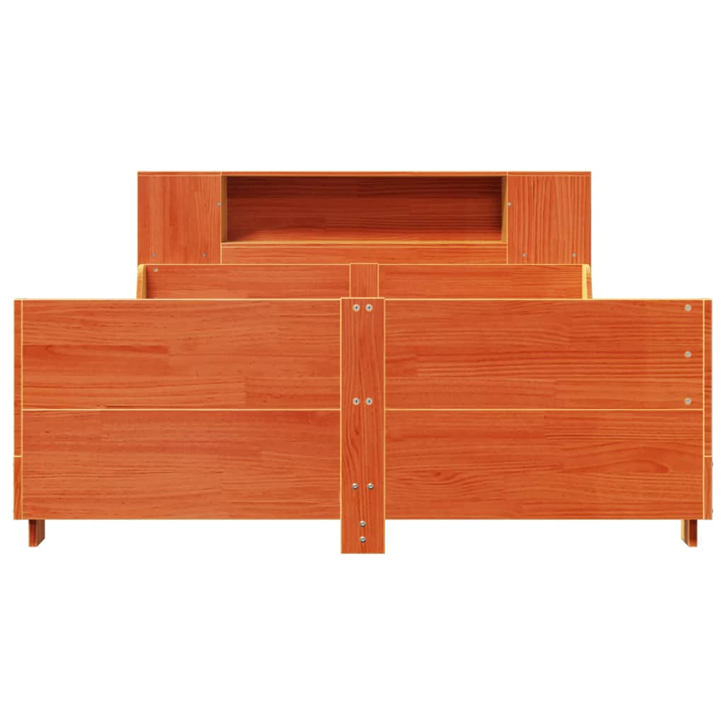 Cadre de lit sans matelas cire marron 140x190cm bois pin massif - XIOS