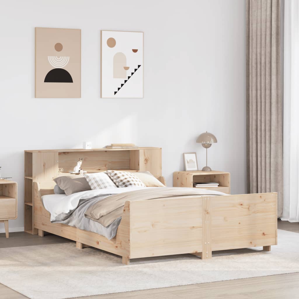 Cadre de lit sans matelas 135x190 cm bois de pin massif - XIOS