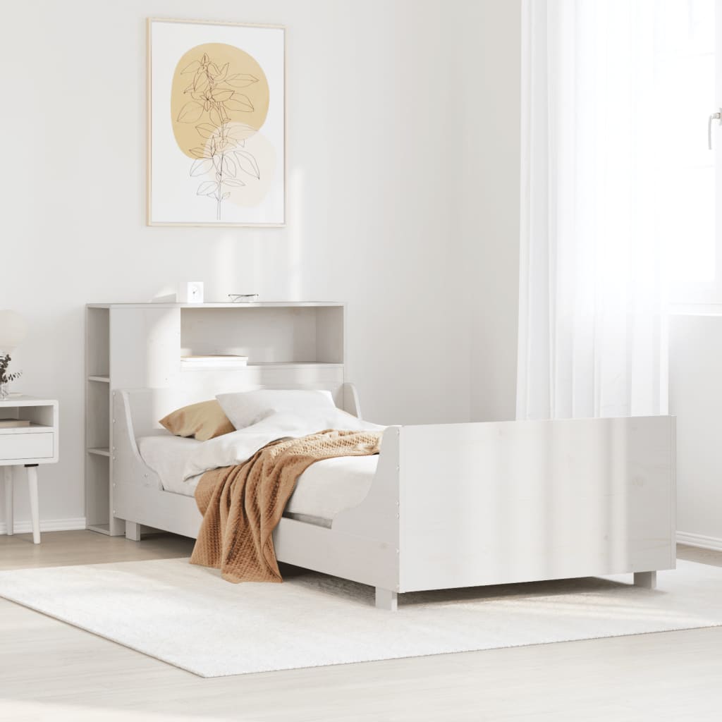 Cadre de lit sans matelas blanc 75x190 cm bois de pin massif - XIOS