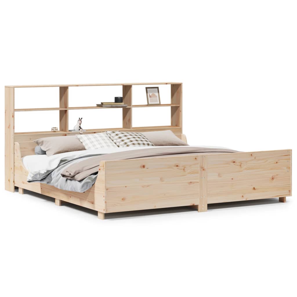 Lit bibliothèque sans matelas 180x200 cm bois massif - XIOS