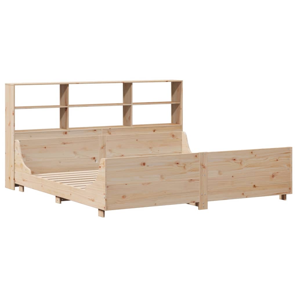 Lit bibliothèque sans matelas 180x200 cm bois massif - XIOS