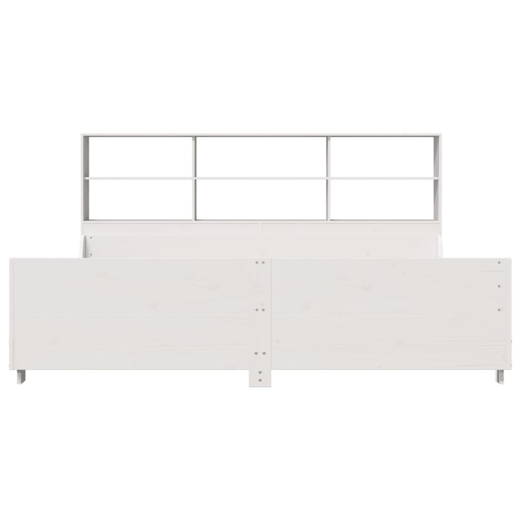 Lit bibliothèque sans matelas blanc 180x200 cm bois massif - XIOS