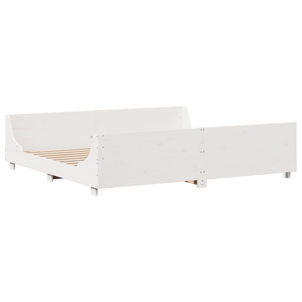 Lit bibliothèque sans matelas blanc 180x200 cm bois massif - XIOS