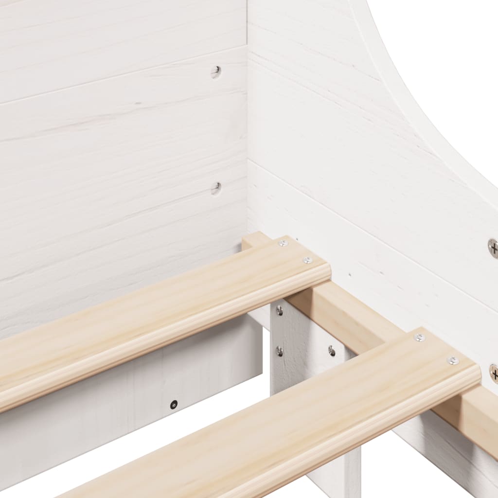 Lit bibliothèque sans matelas blanc 180x200 cm bois massif - XIOS