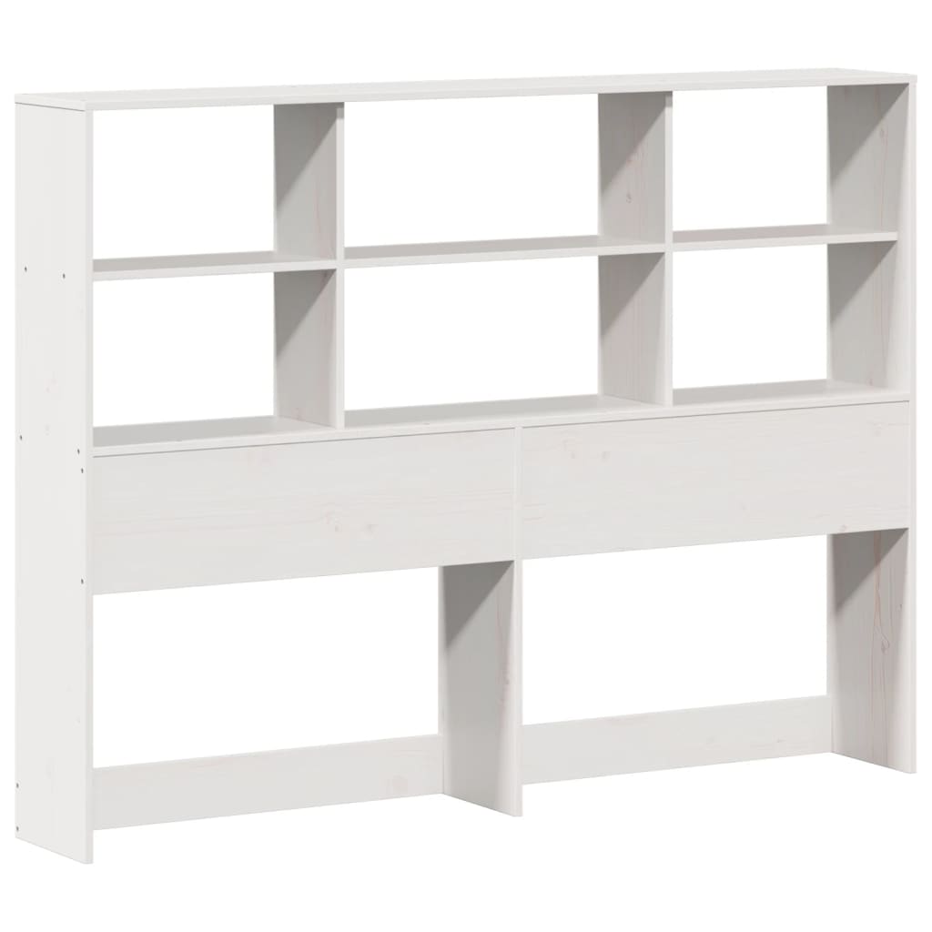 Lit bibliothèque sans matelas blanc 160x200 cm bois massif - XIOS