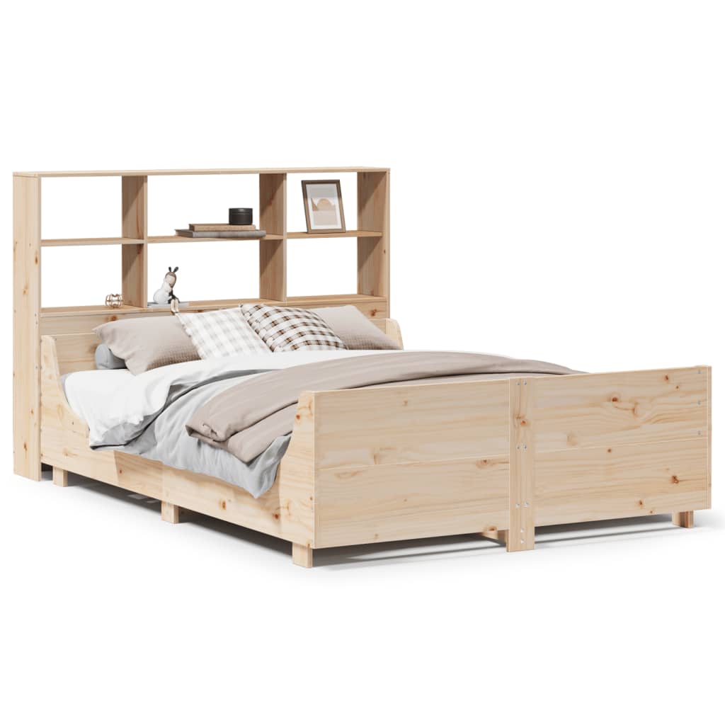 Lit bibliothèque sans matelas 120x200 cm bois massif - XIOS