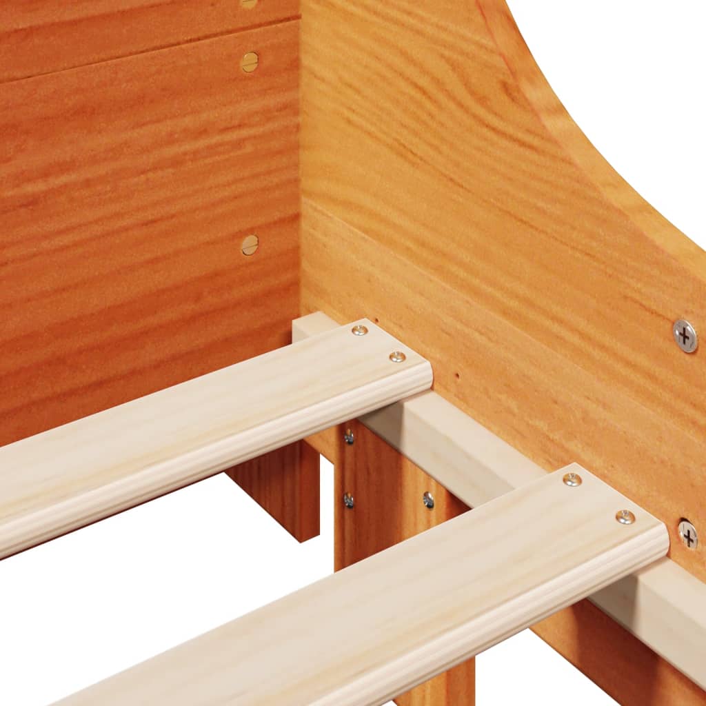 Lit bibliothèque sans matelas cire marron 100x200cm bois massif - XIOS