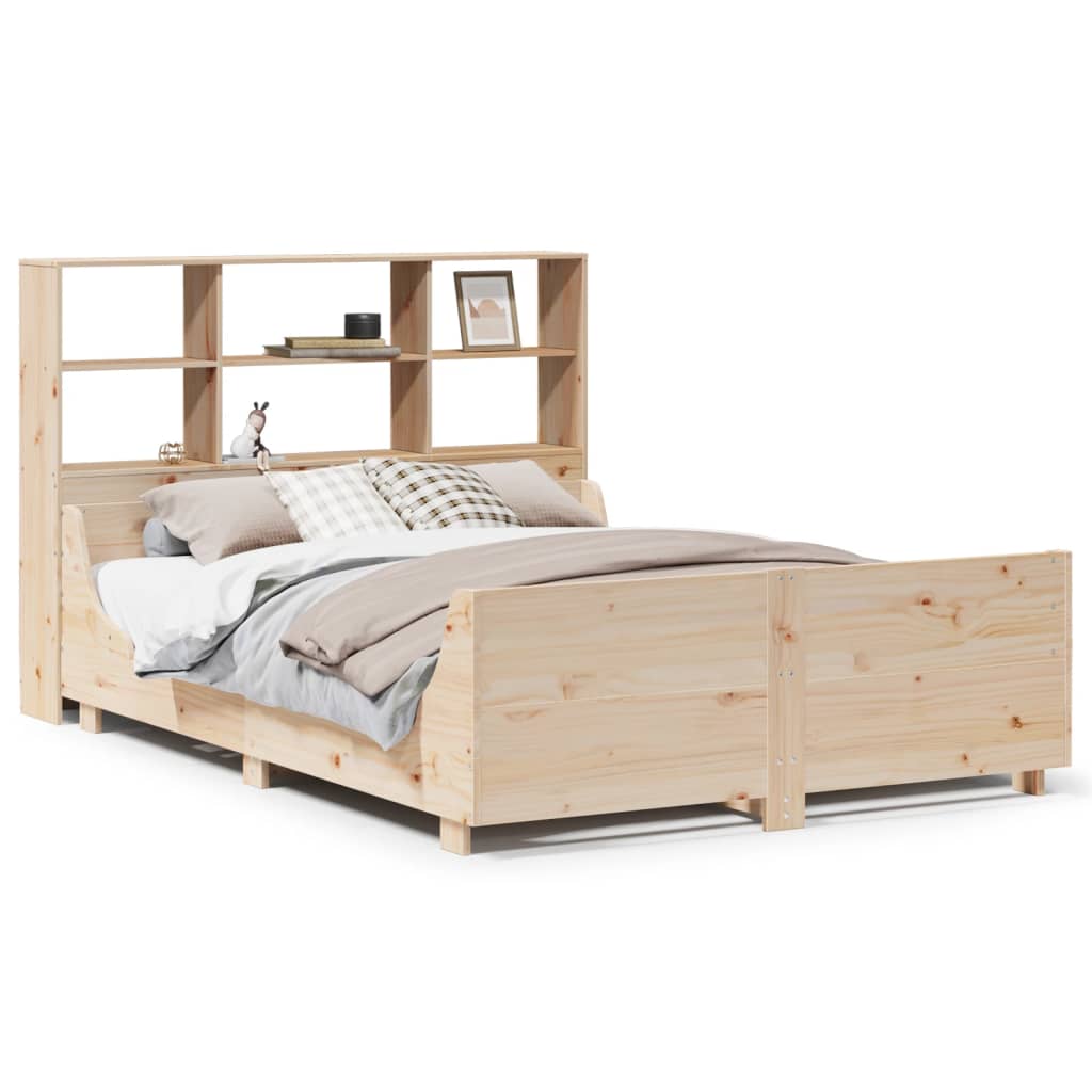 Lit bibliothèque sans matelas 120x190 cm bois massif - XIOS