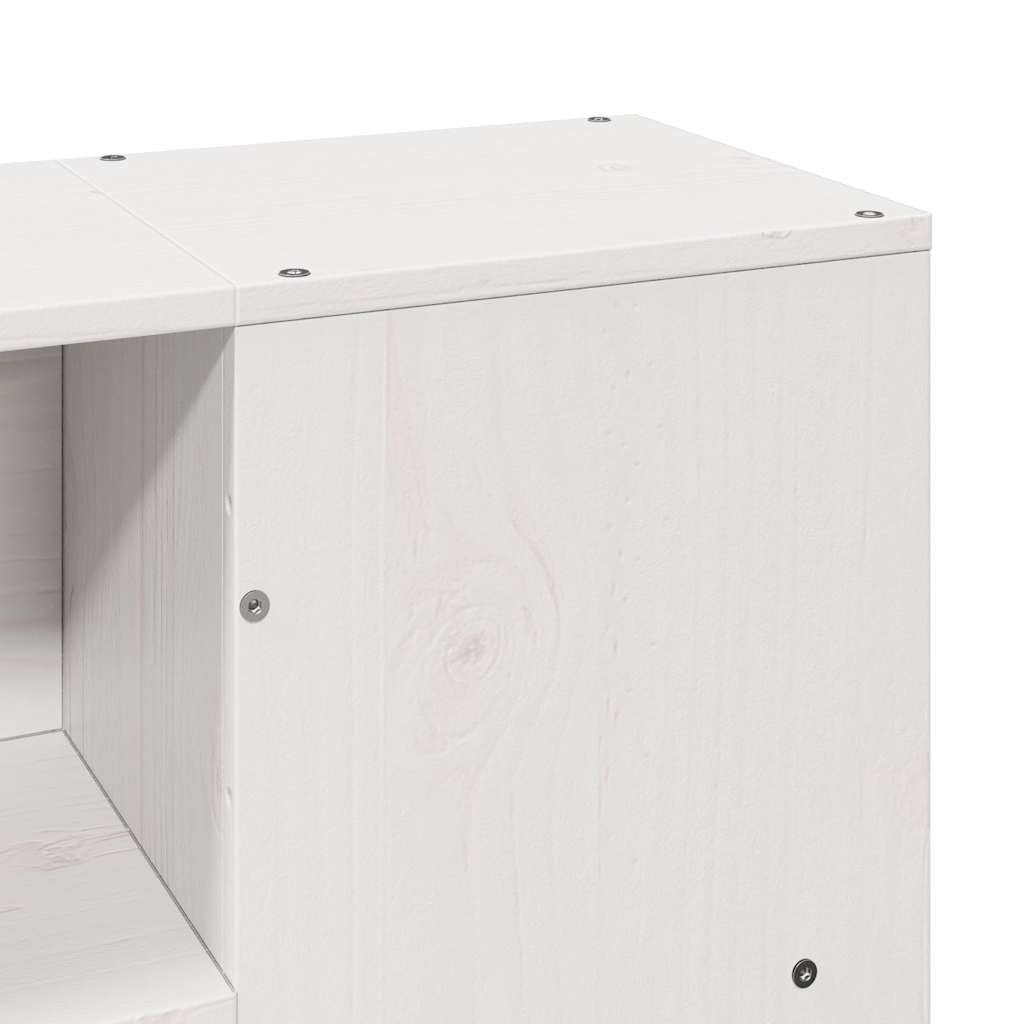 Lit bibliothèque sans matelas blanc 140x200 cm bois massif - XIOS