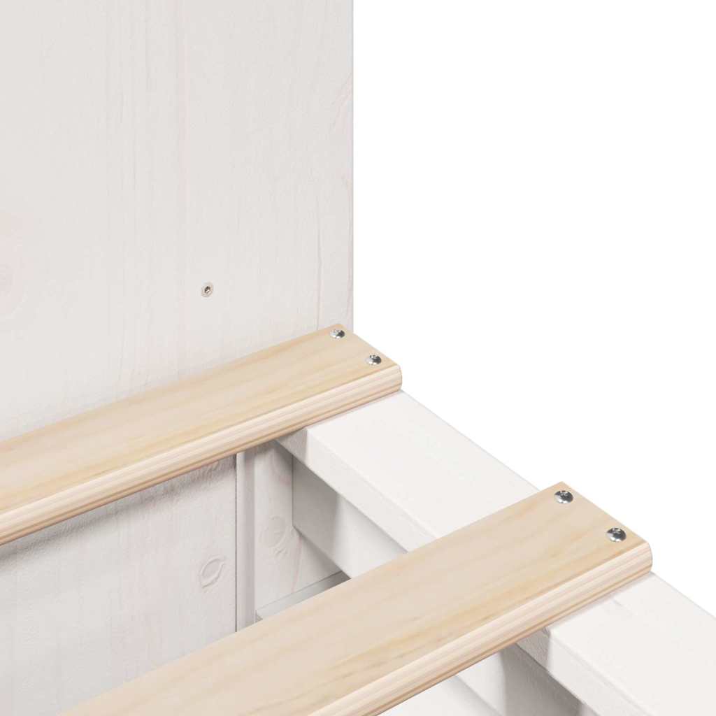 Lit bibliothèque sans matelas blanc 150x200 cm bois massif - XIOS