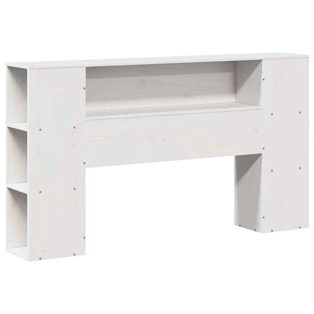Lit bibliothèque sans matelas blanc 160x200 cm bois massif - XIOS