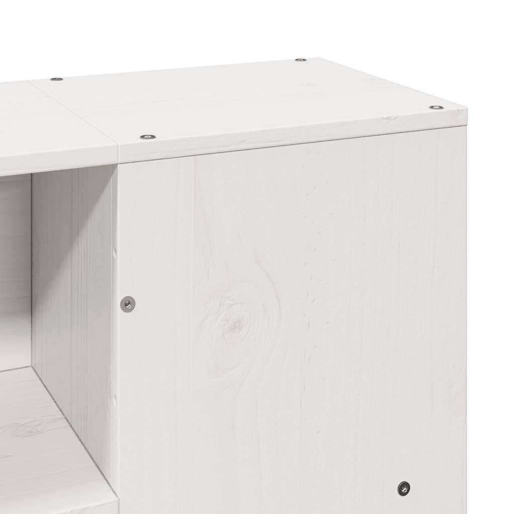 Lit bibliothèque sans matelas blanc 160x200 cm bois massif - XIOS