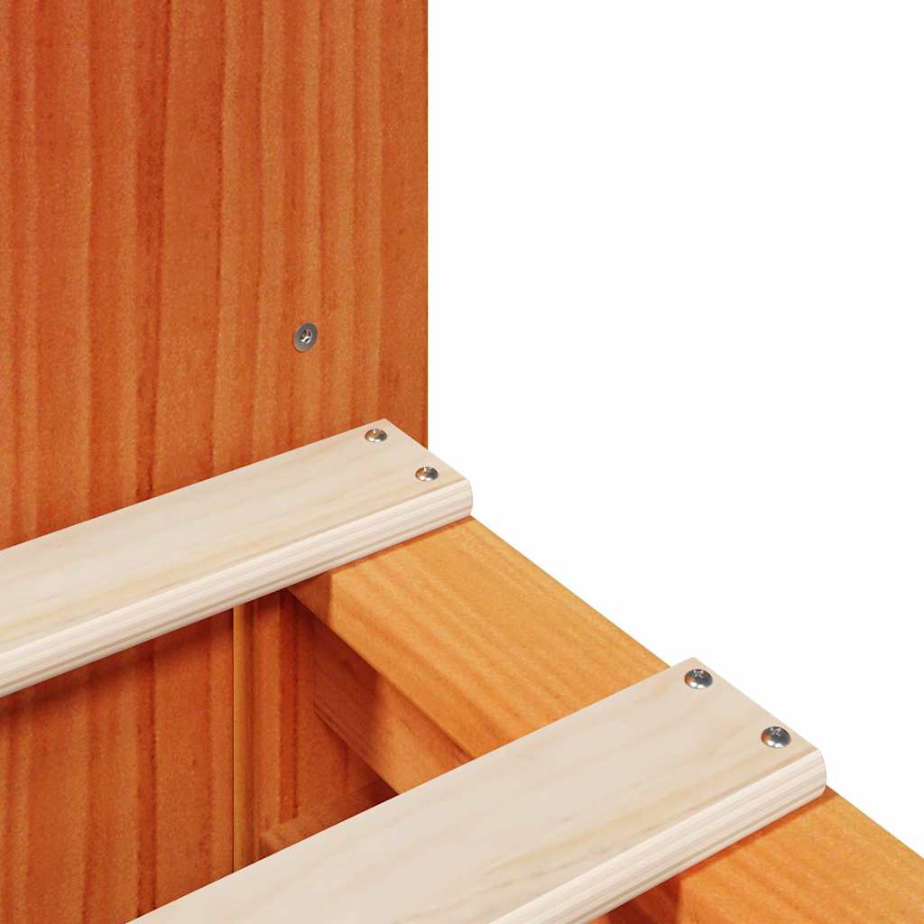 Lit bibliothèque sans matelas cire marron 200x200cm bois massif - XIOS
